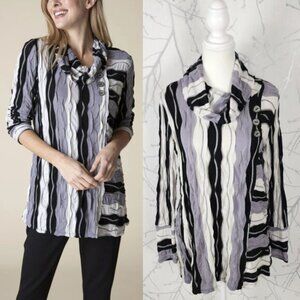 Habitat Clothes To Live In 3D Knit Waves Stripe Cowl Neck Tunic